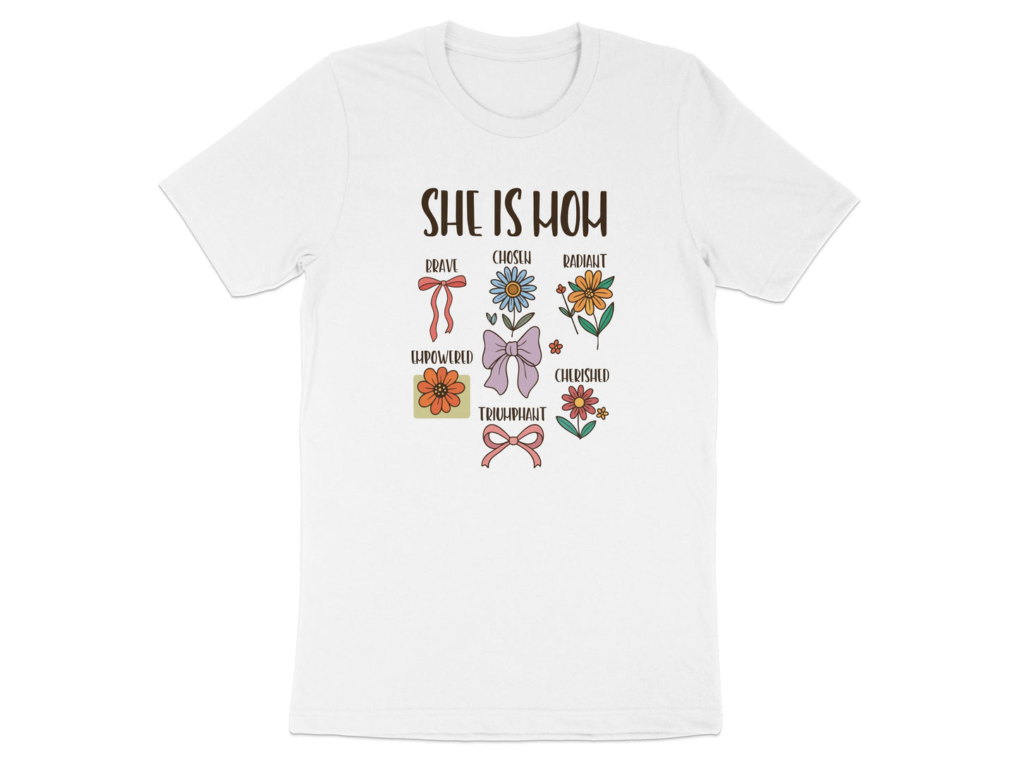She Is Mom Illustrated Floral Design Shirt product type