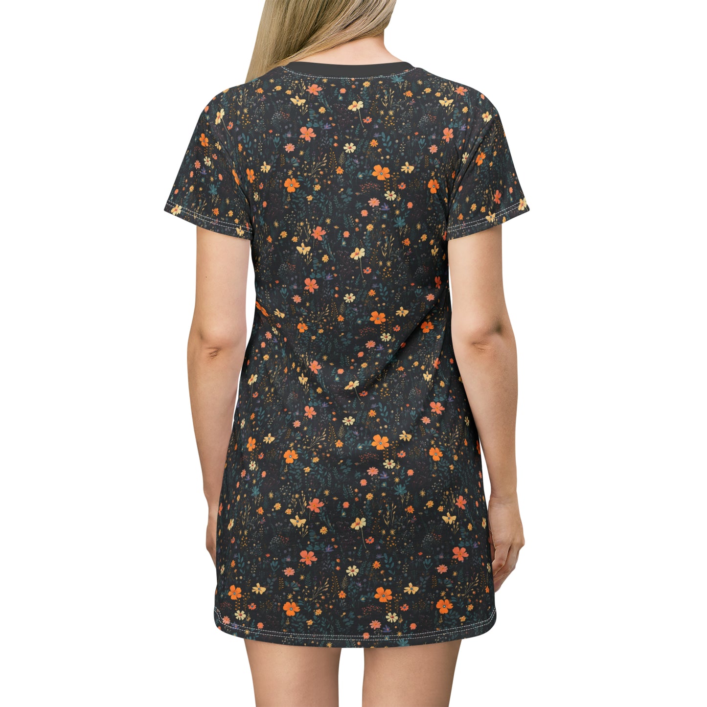 Summer Flower Pattern T-Shirt Dress