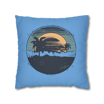 Coastal Tranquility: Beach Sunset Motif Pillow Case