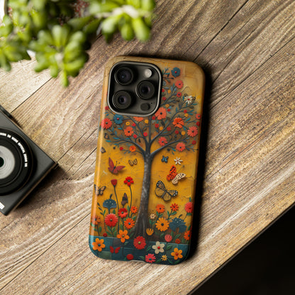 Nature-Inspired 3D Tree iPhone Case - Vibrant Textured Design - Detailed Floral Patterns - Multicolor Surfaces - Unique Accessory