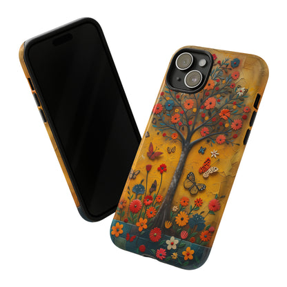 Nature-Inspired 3D Tree iPhone Case - Vibrant Textured Design - Detailed Floral Patterns - Multicolor Surfaces - Unique Accessory