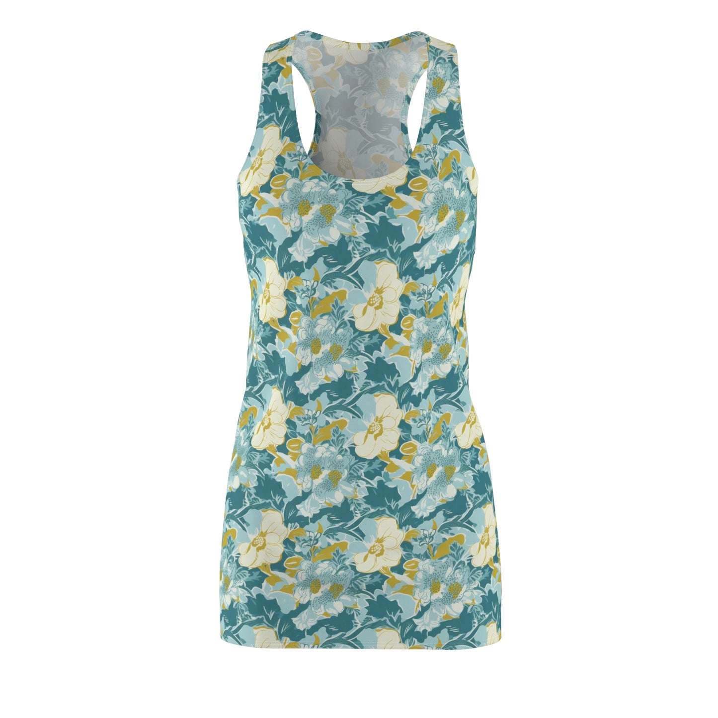 Green and Yellow Floral Racerback Dress