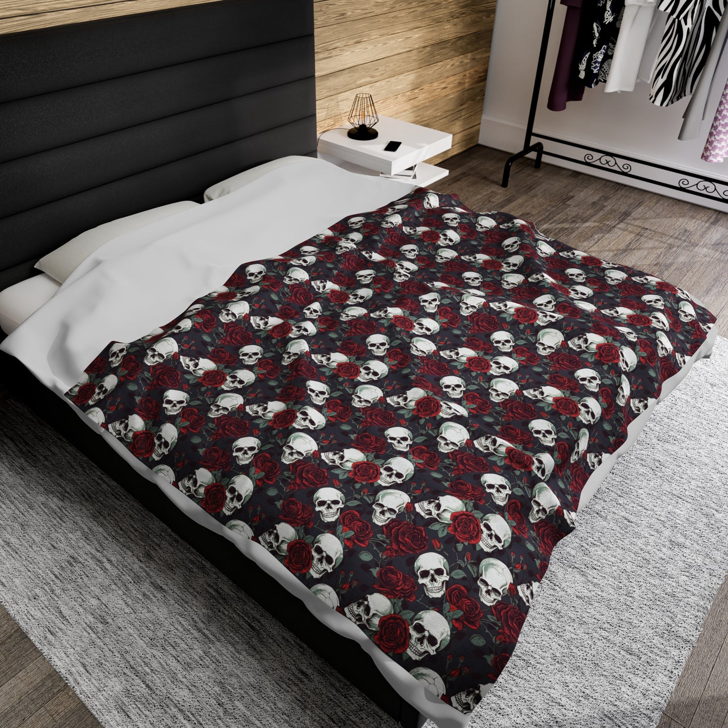 Skulls and Roses Plush Blanket