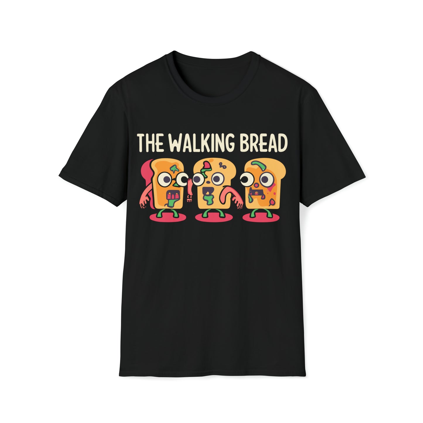 The Walking Bread Zombie T-Shirt - Foodie Parody Tee Unisex Softstyle T-Shirt