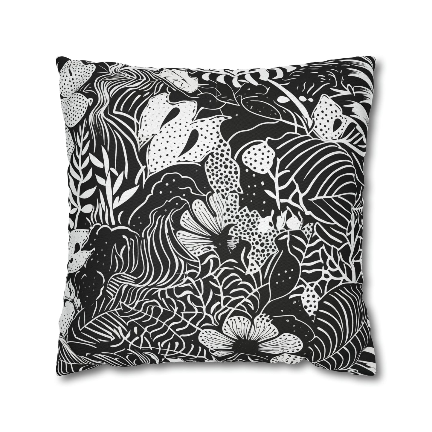 Black and White Tropical Pillow Case