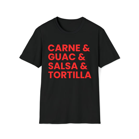 Carne Asada Taco Ingredients Unisex Softstyle T-Shirt