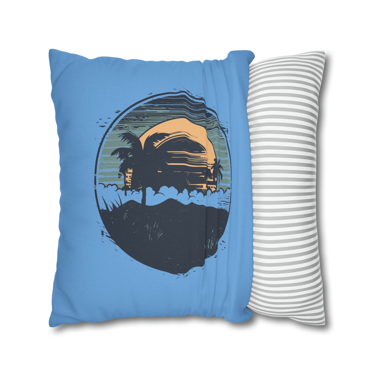 Coastal Tranquility: Beach Sunset Motif Pillow Case