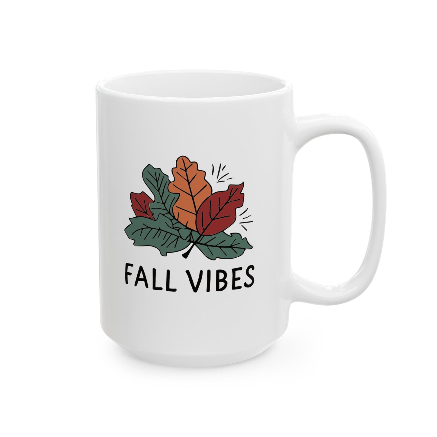 Fall Vibes Coffee Mug - Autumn Season White Ceramic Cup, Perfect for Fall Lovers