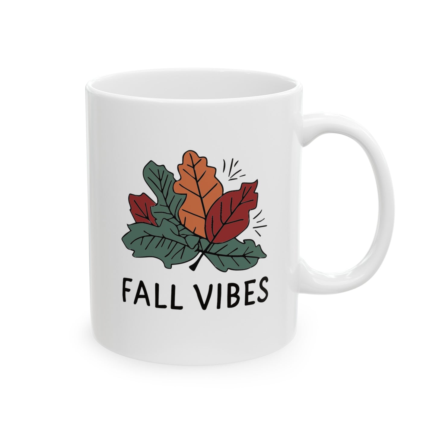 Fall Vibes Coffee Mug - Autumn Season White Ceramic Cup, Perfect for Fall Lovers