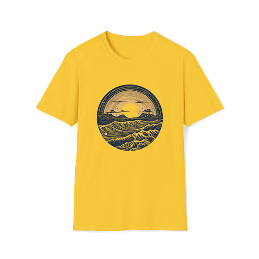 Wave Moon T-Shirt - Beach Vibes, Sunset Shirt, Summer Holiday Shirt, Summer Vacation Gift, Hawaiian Shirt