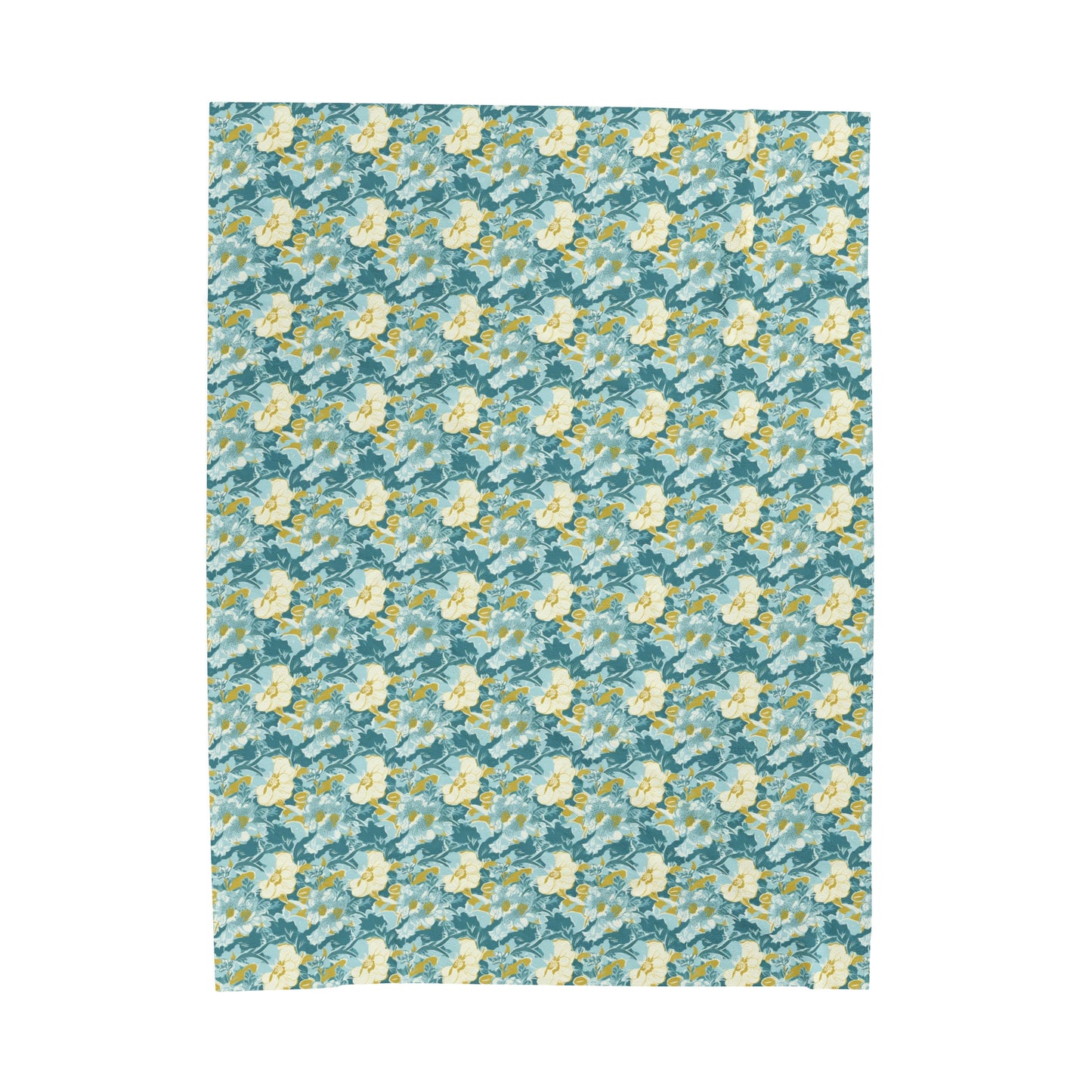 Green and Yellow Floral Pattern Plush Blanket