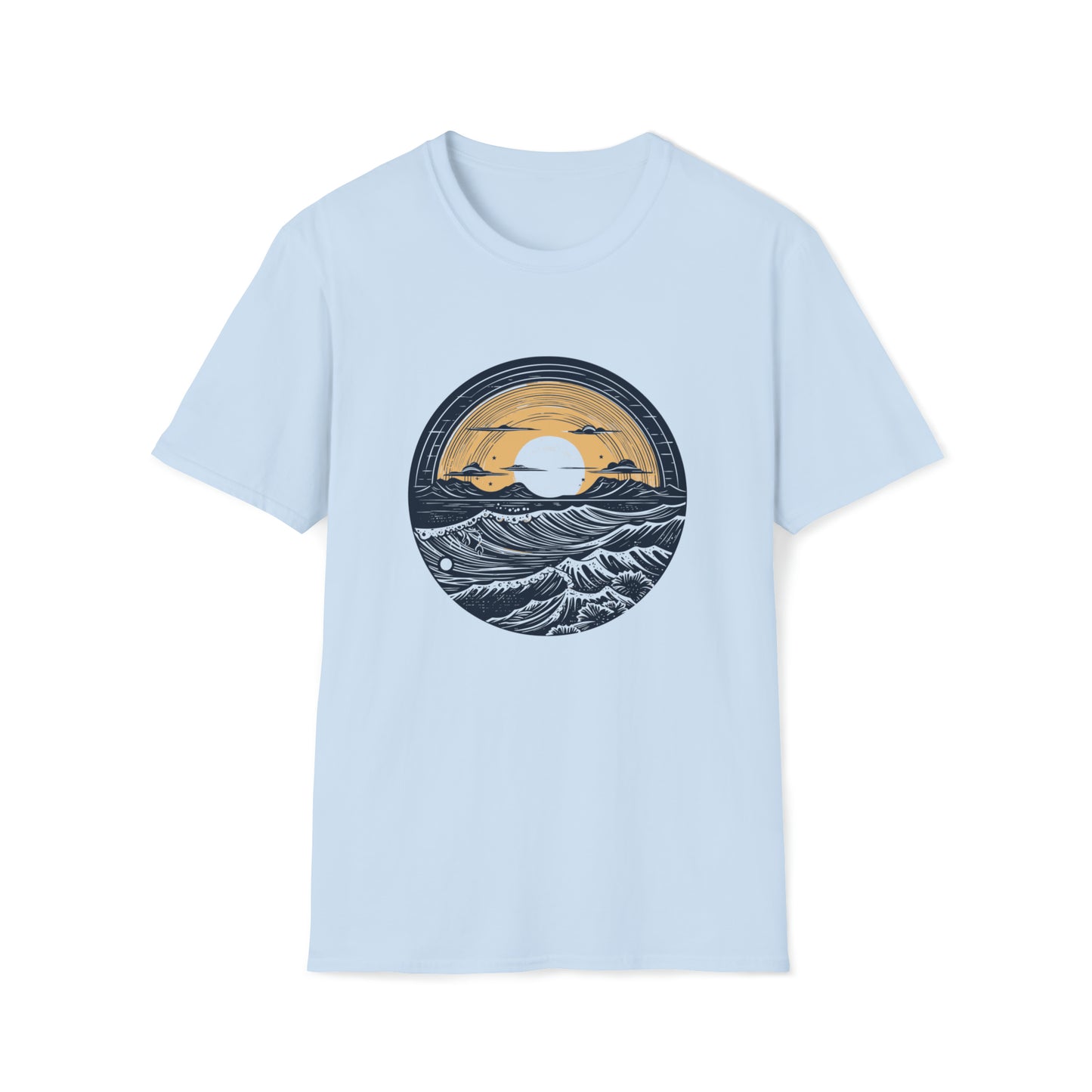 Wave Moon T-Shirt - Beach Vibes, Sunset Shirt, Summer Holiday Shirt, Summer Vacation Gift, Hawaiian Shirt