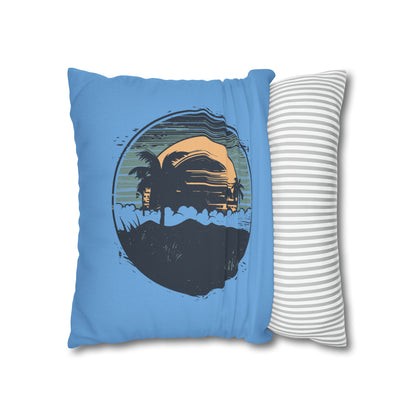 Coastal Tranquility: Beach Sunset Motif Pillow Case