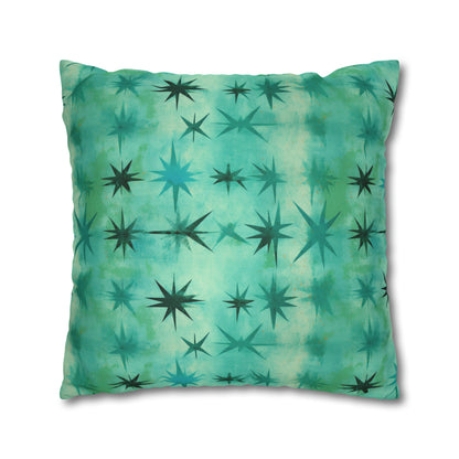 Aqua Green Starry Square Pillow Case