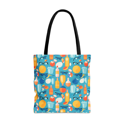 Blue Beach Summer Vibes Pattern Tote Bag