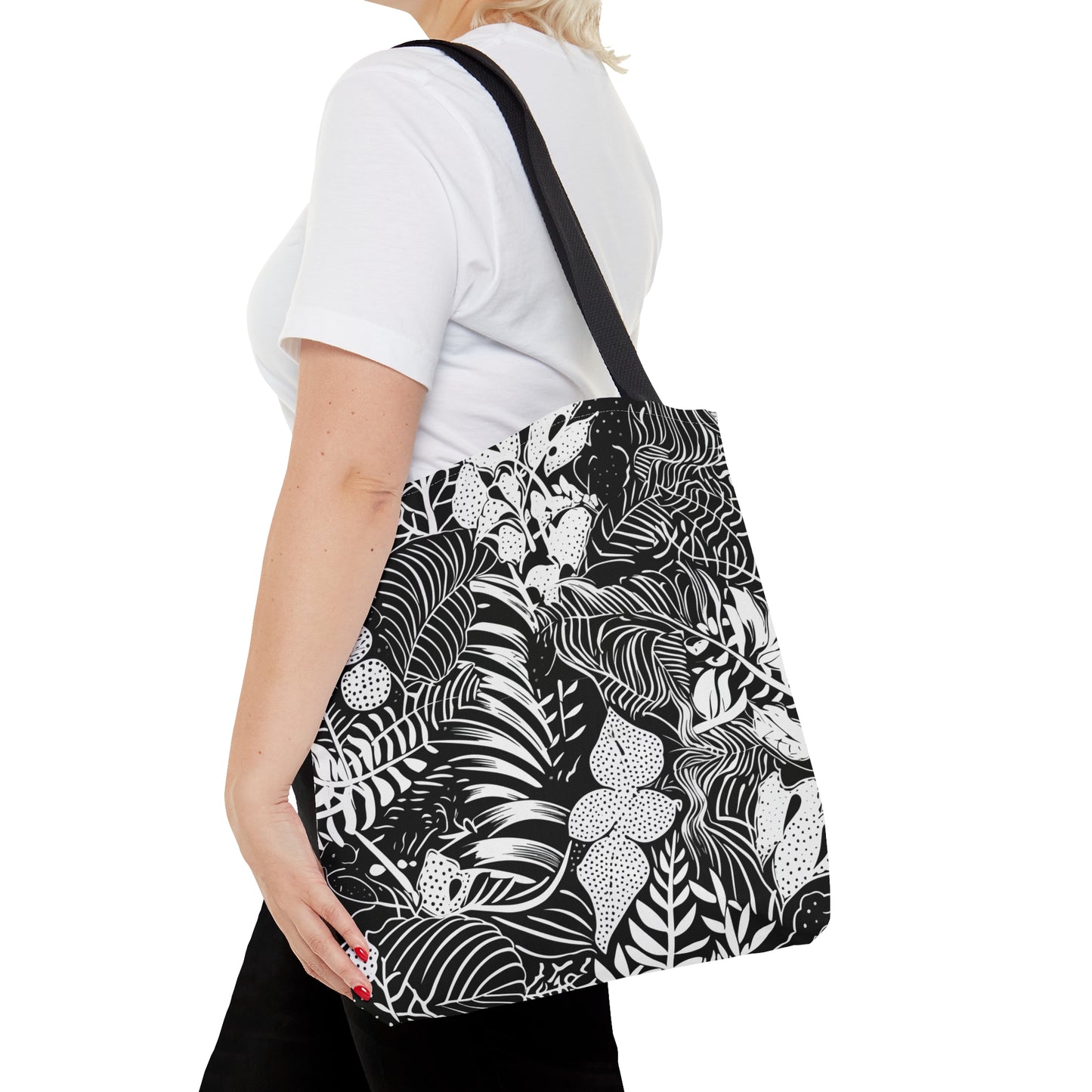 Black and White Tropical Tote Bag