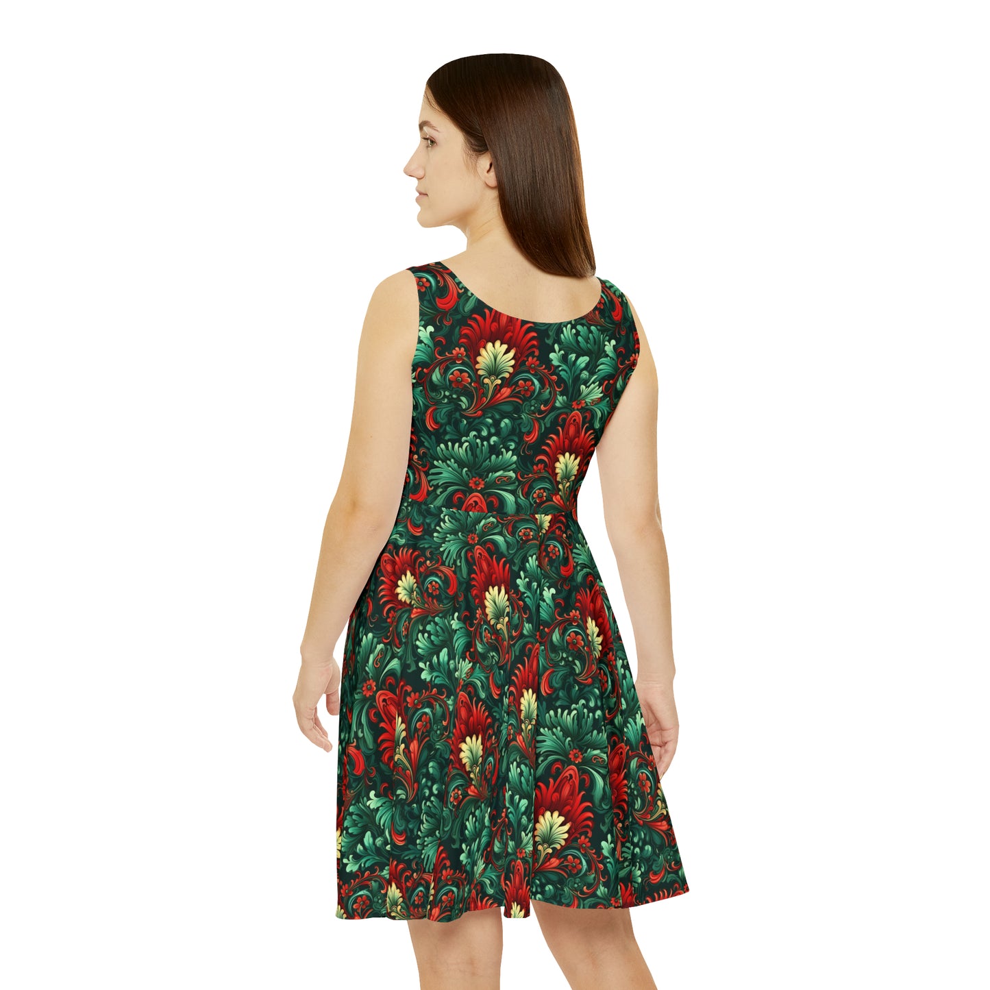 Botero Green and Red Floral Women's Dress