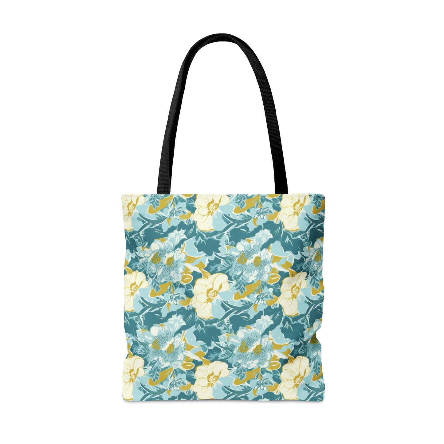 Green and Yellow Floral Pattern Tote Bag