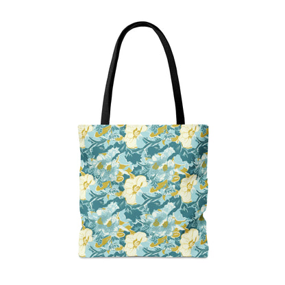 Green and Yellow Floral Pattern Tote Bag