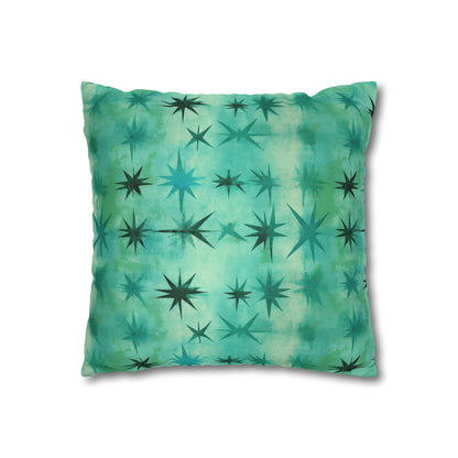 Aqua Green Starry Square Pillow Case