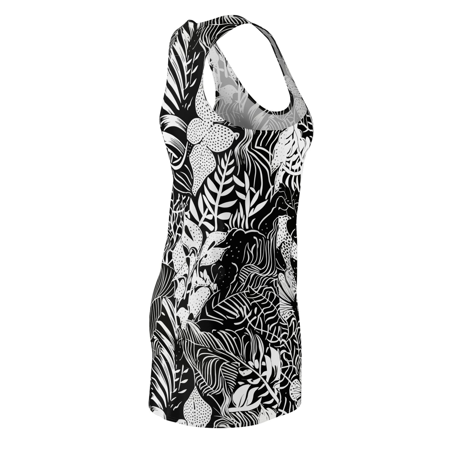 Tropical Black and White Tropical Flowers Women's Dress