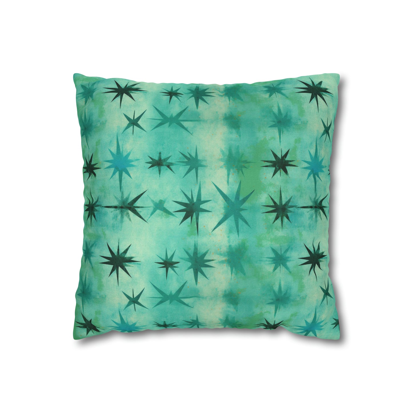 Aqua Green Starry Square Pillow Case