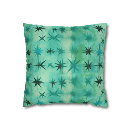 Aqua Green Starry Square Pillow Case