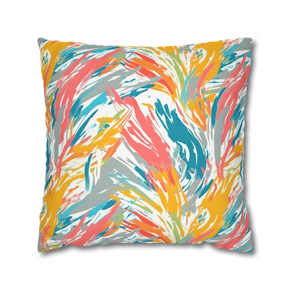 Multicolored Palm Leaves Pillow Case