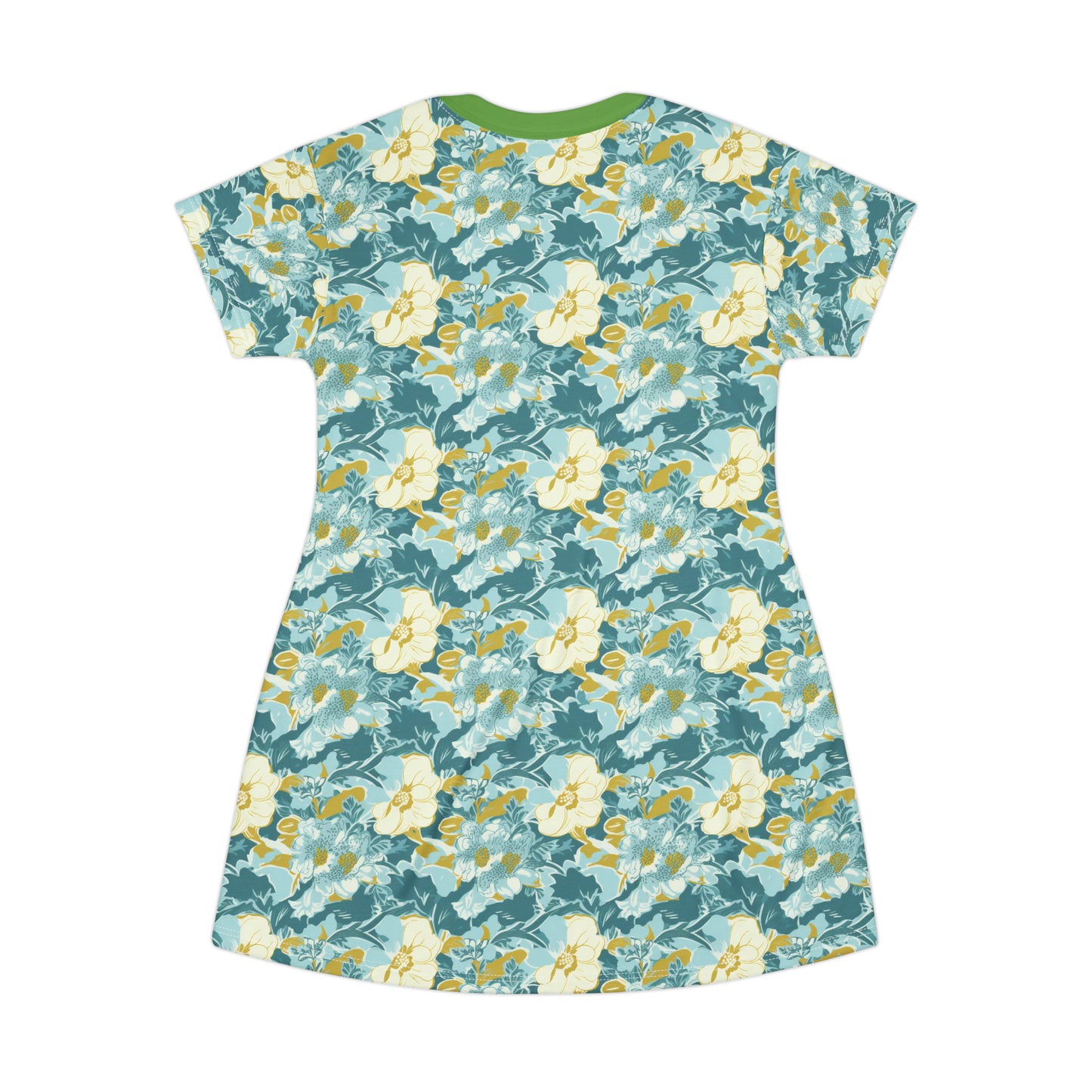 Green and Yellow Floral T-Shirt Dress