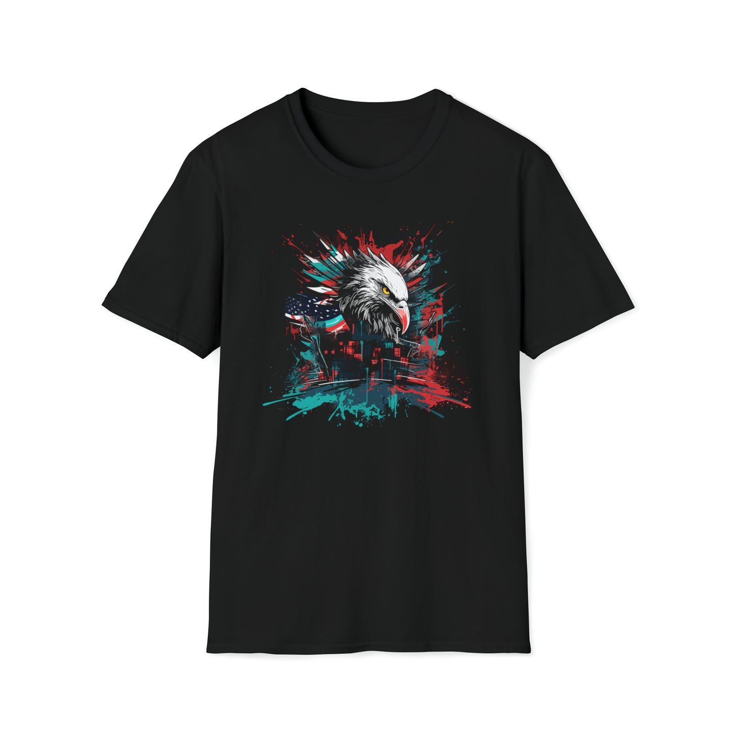 Rebellious Spirit Graffiti Style American Flag Unisex Softstyle T-Shirt