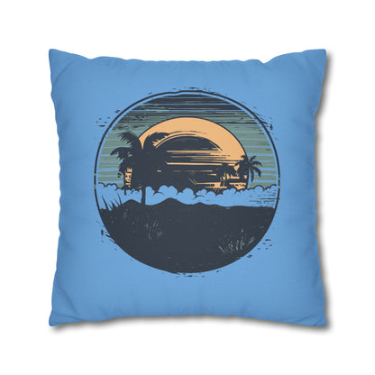 Coastal Tranquility: Beach Sunset Motif Pillow Case