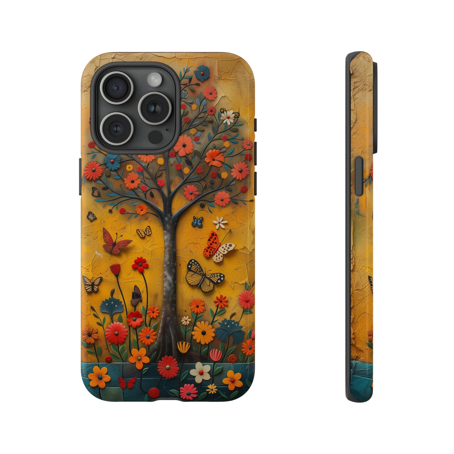 Nature-Inspired 3D Tree iPhone Case - Vibrant Textured Design - Detailed Floral Patterns - Multicolor Surfaces - Unique Accessory