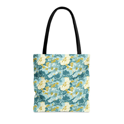 Green and Yellow Floral Pattern Tote Bag