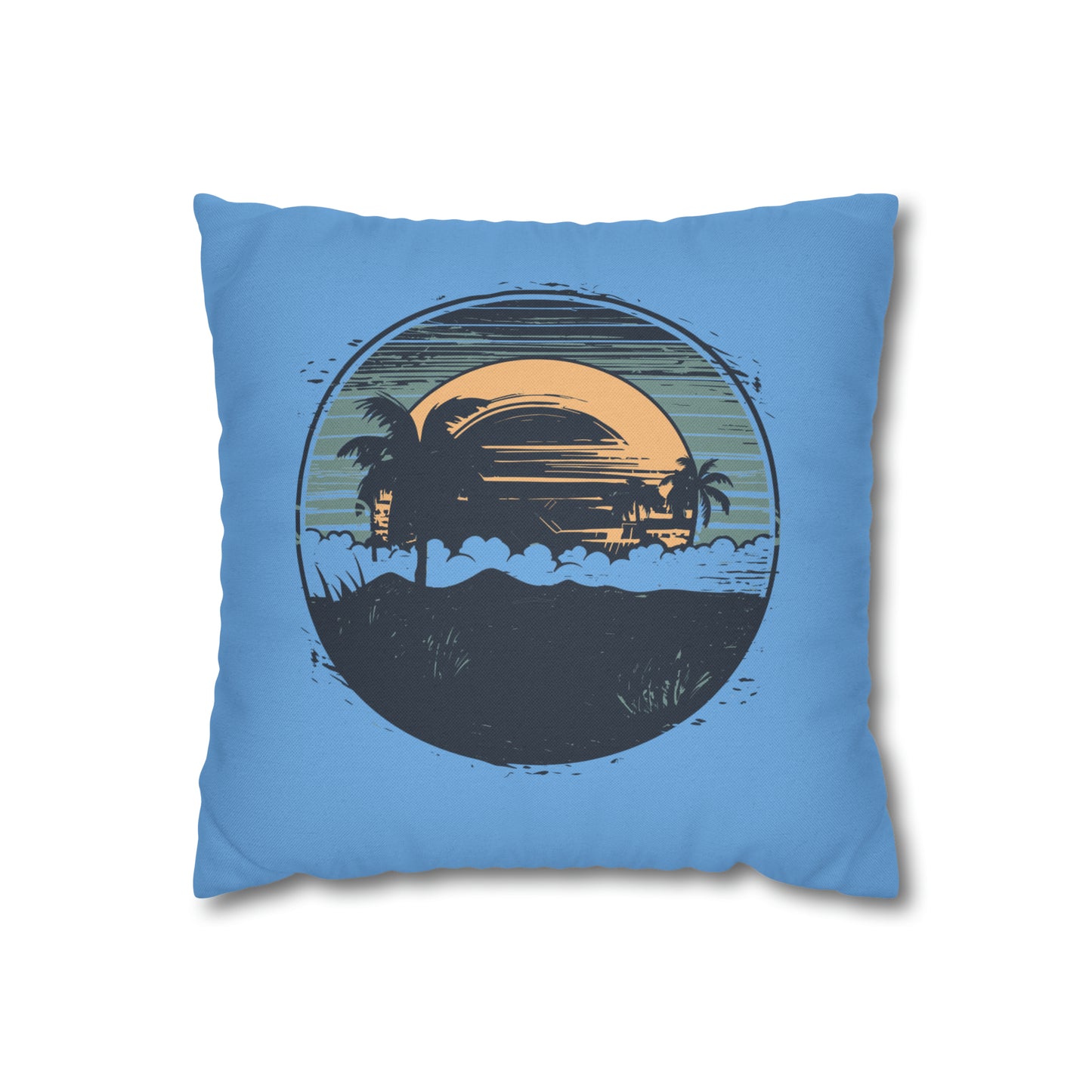 Coastal Tranquility: Beach Sunset Motif Pillow Case