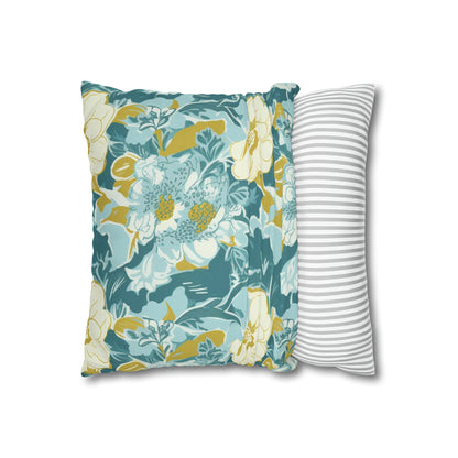 Green and Yellow Floral Spun Polyester Pillow Case