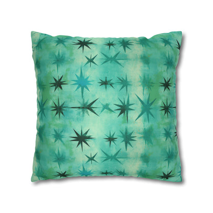 Aqua Green Starry Square Pillow Case