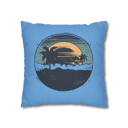 Coastal Tranquility: Beach Sunset Motif Pillow Case