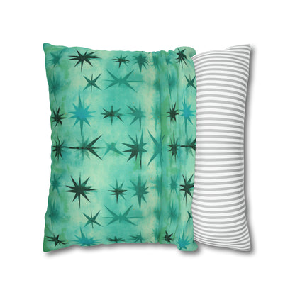 Aqua Green Starry Square Pillow Case