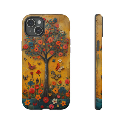 Nature-Inspired 3D Tree iPhone Case - Vibrant Textured Design - Detailed Floral Patterns - Multicolor Surfaces - Unique Accessory