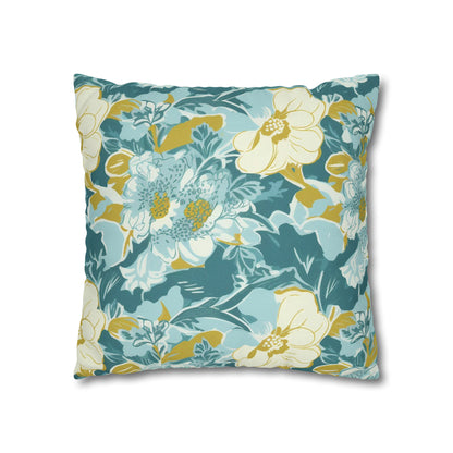 Green and Yellow Floral Spun Polyester Pillow Case