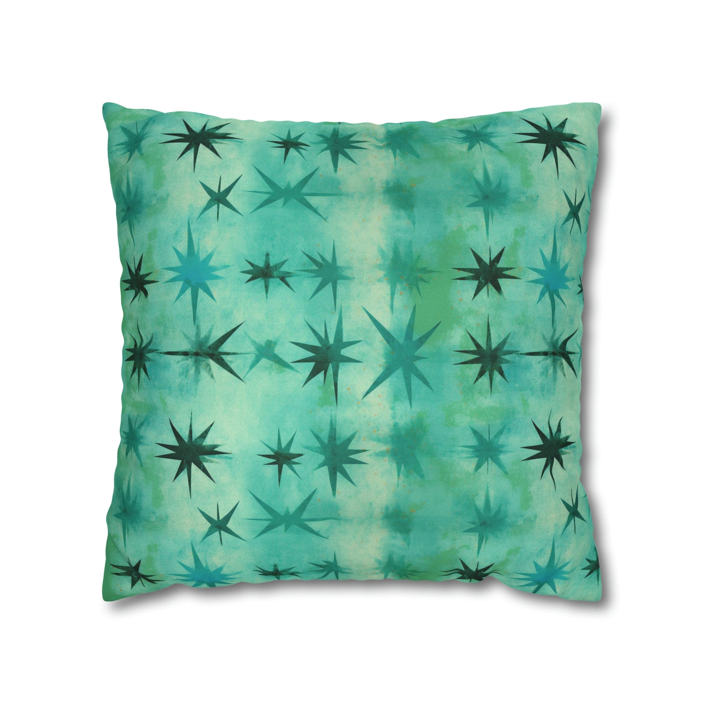 Aqua Green Starry Square Pillow Case