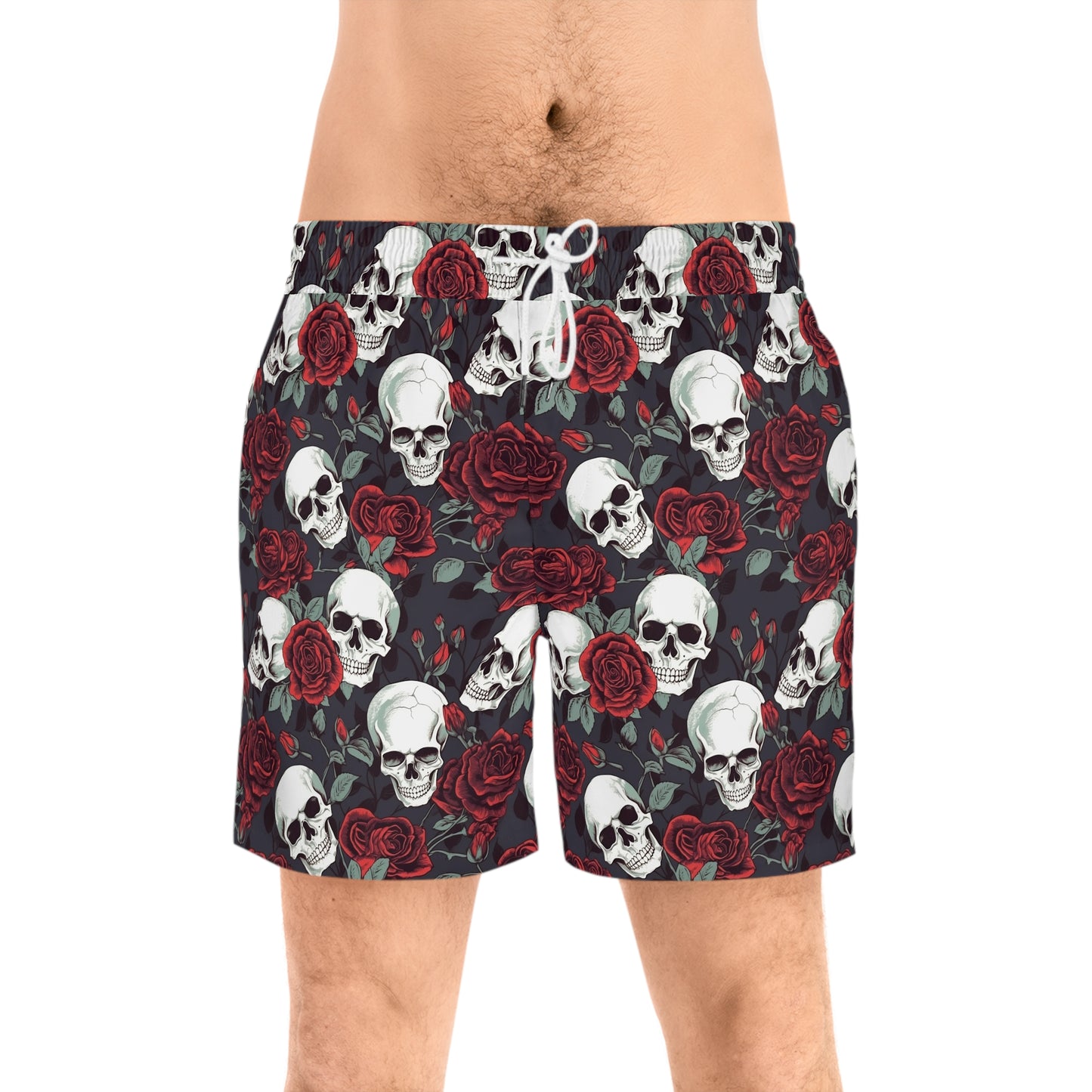 Skulls and Roses Rockabilly Men's Mid-Length Swim Shorts