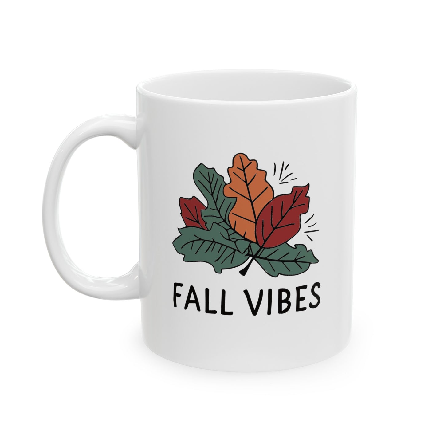 Fall Vibes Coffee Mug - Autumn Season White Ceramic Cup, Perfect for Fall Lovers