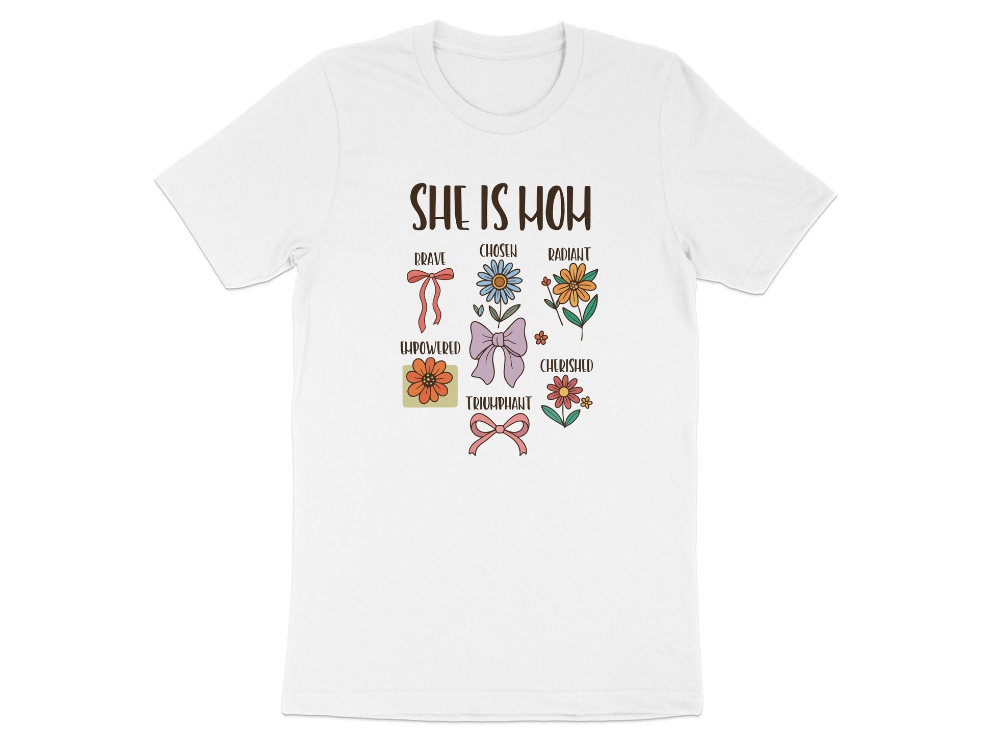 She Is Mom Illustrated Floral Design Shirt product type