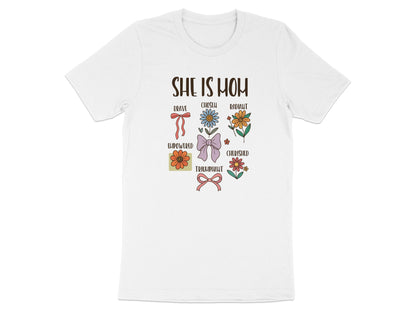 She Is Mom Illustrated Floral Design Shirt product type