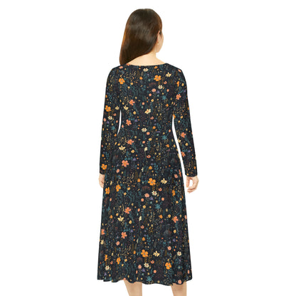 Spring Flower Long Sleeve Dance Dress