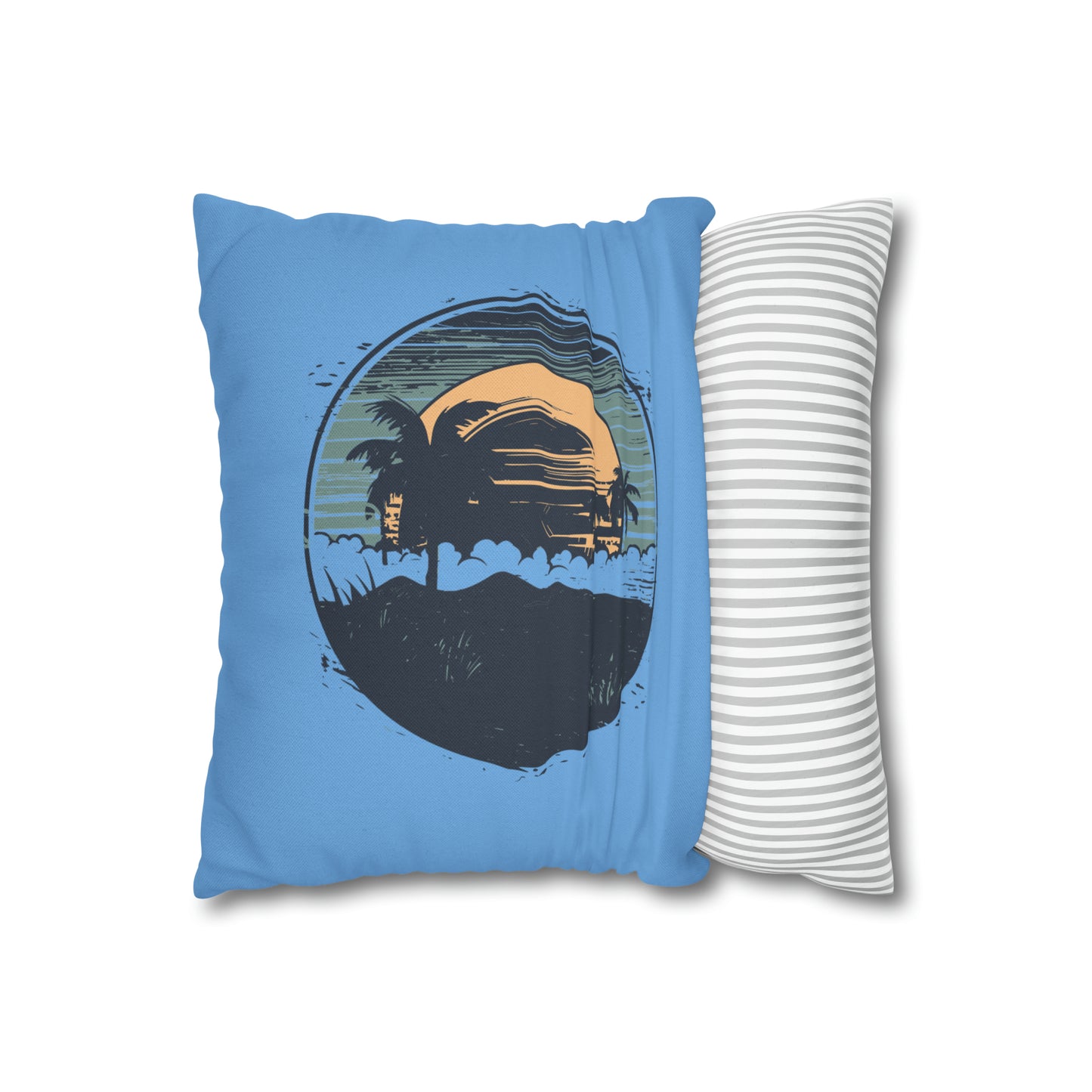 Coastal Tranquility: Beach Sunset Motif Pillow Case