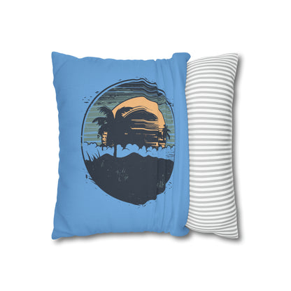 Coastal Tranquility: Beach Sunset Motif Pillow Case