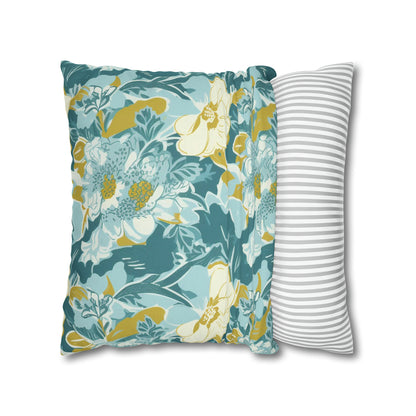 Green and Yellow Floral Spun Polyester Pillow Case