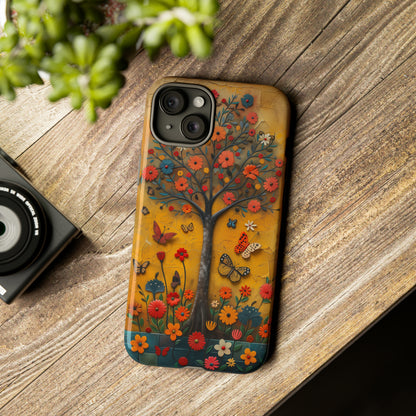 Nature-Inspired 3D Tree iPhone Case - Vibrant Textured Design - Detailed Floral Patterns - Multicolor Surfaces - Unique Accessory